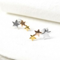 Silver, Gold and Rose Gold Triple Star Earrings by Peace of Mind